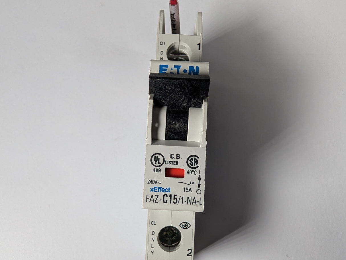 Eaton - 15 Amp Miniature Industrial Circuit Breaker - FAZ - C15/1 - NA - L - Used - Big Liquidators