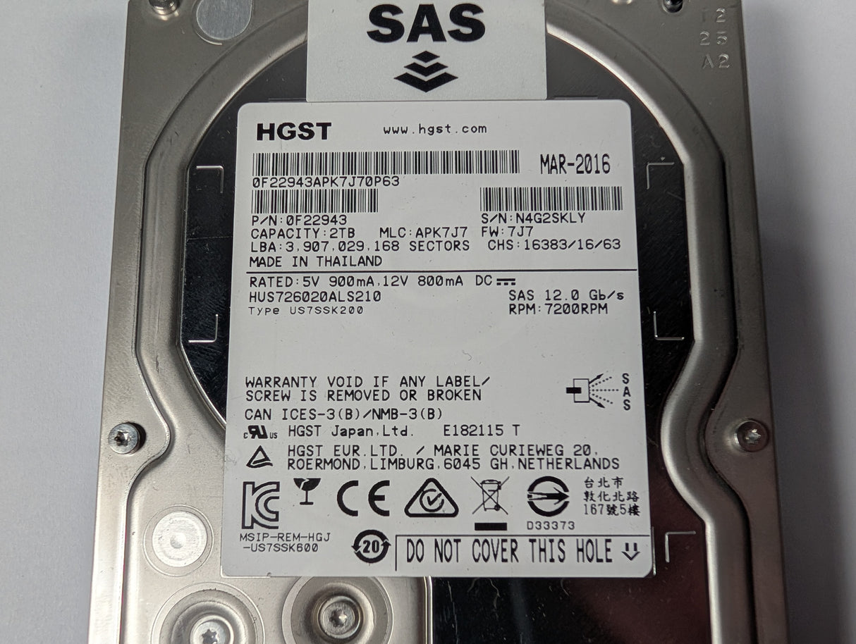 HGST - 2TB Hard Drive - 0F22943 - Used - Big Liquidators