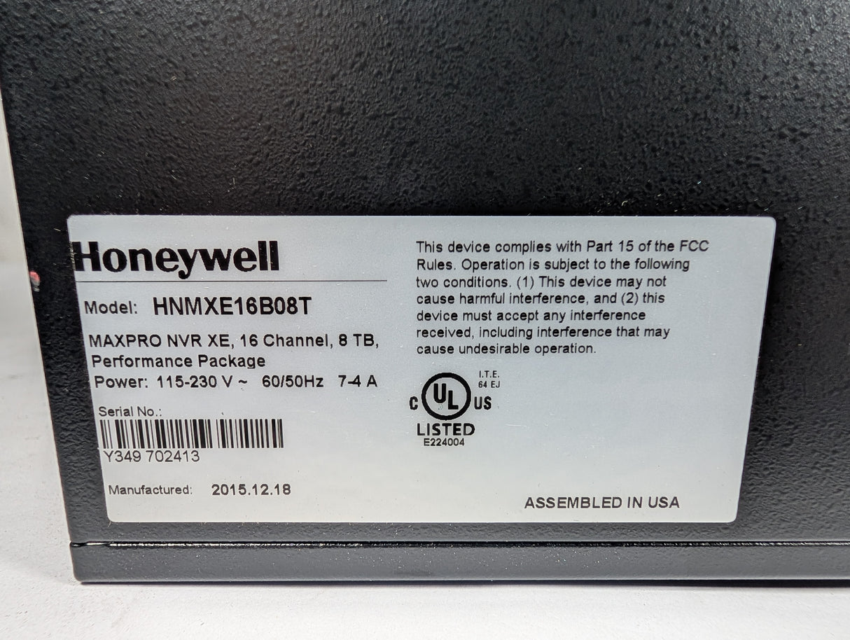 Honeywell - MAXPRO NVR XE (Xpress Edition) - HNMXE16B08T - Used - Big Liquidators
