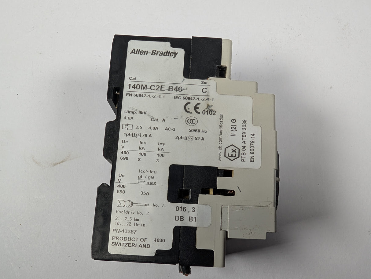 Allen Bradley - 4 AMP Motor Protection Circuit Breaker - 140M - C2E - B40 - Used - Big Liquidators
