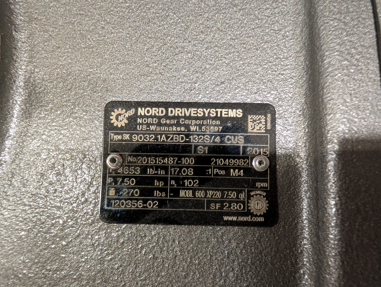 Nord - 7.5 HP Gearmotor with Torque Arm - SK9032.1AZBD - 132S/4 CUS - New - Big Liquidators