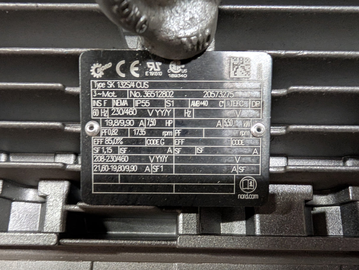 Nord - 7.5 HP Gearmotor with Torque Arm - SK9032.1AZBD - 132S/4 CUS - New - Big Liquidators
