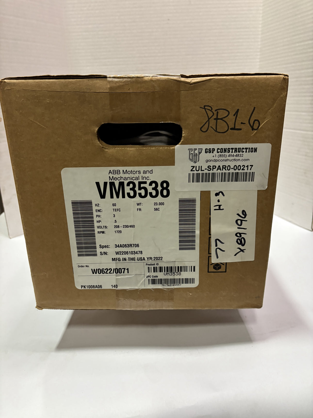 Baldor Reliance - .5 HP Electric Motor - VM3538 - Used - Big Liquidators