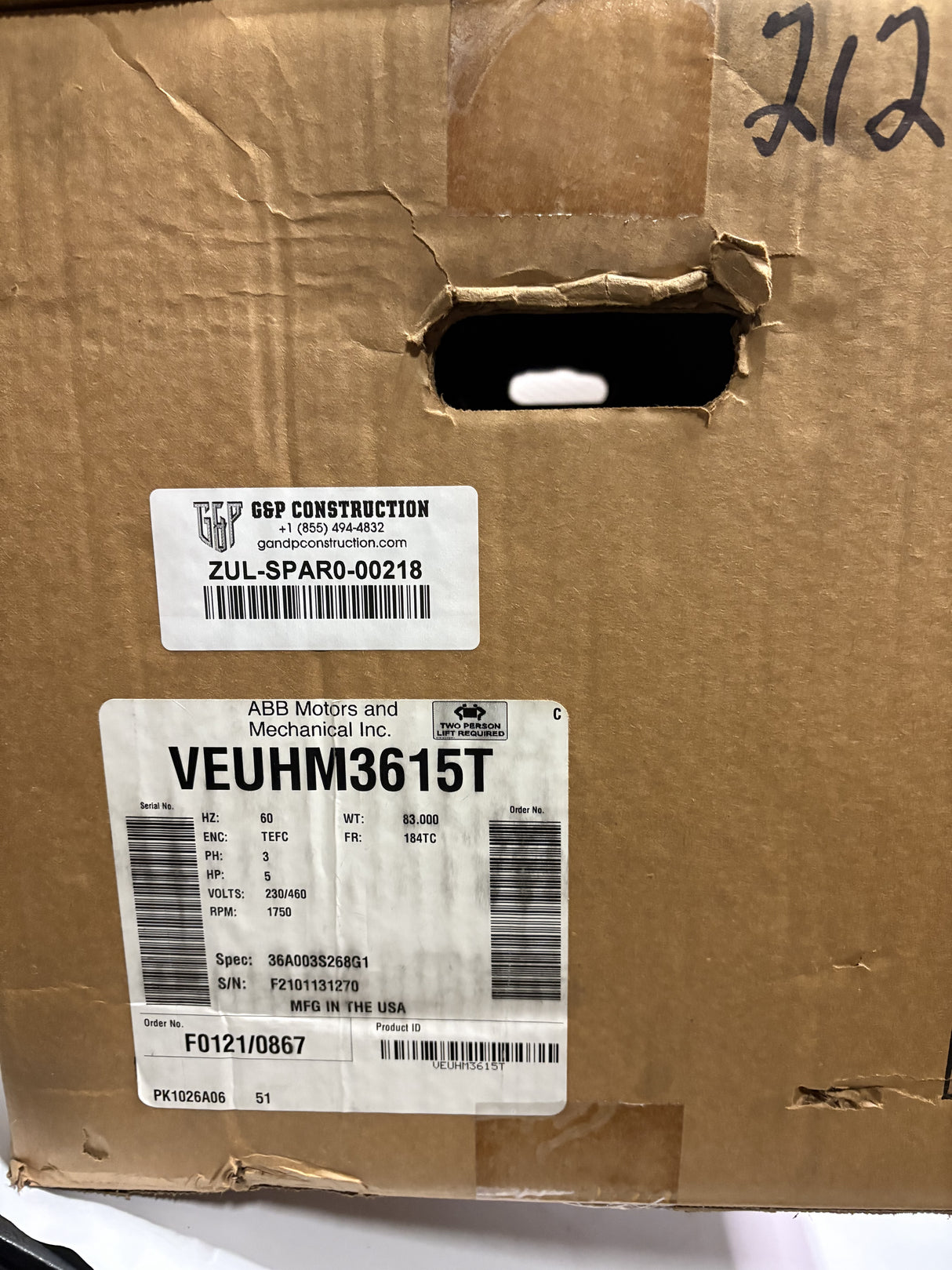 Baldor Reliance - 5 HP Electric Motor - VEUHM3615T - New - Big Liquidators