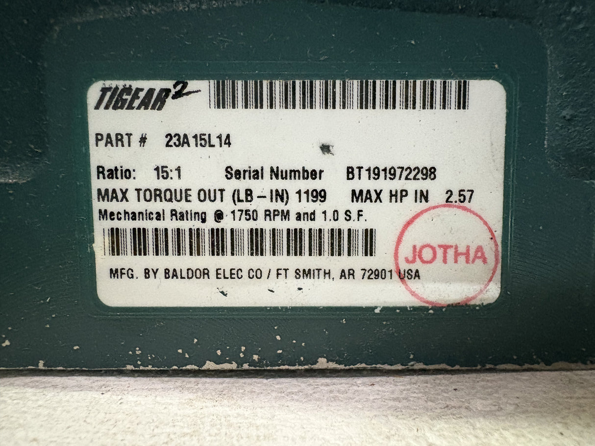 Dodge Tigear - 15:1 Gear Reducer - 23A15L14 - Used - Big Liquidators