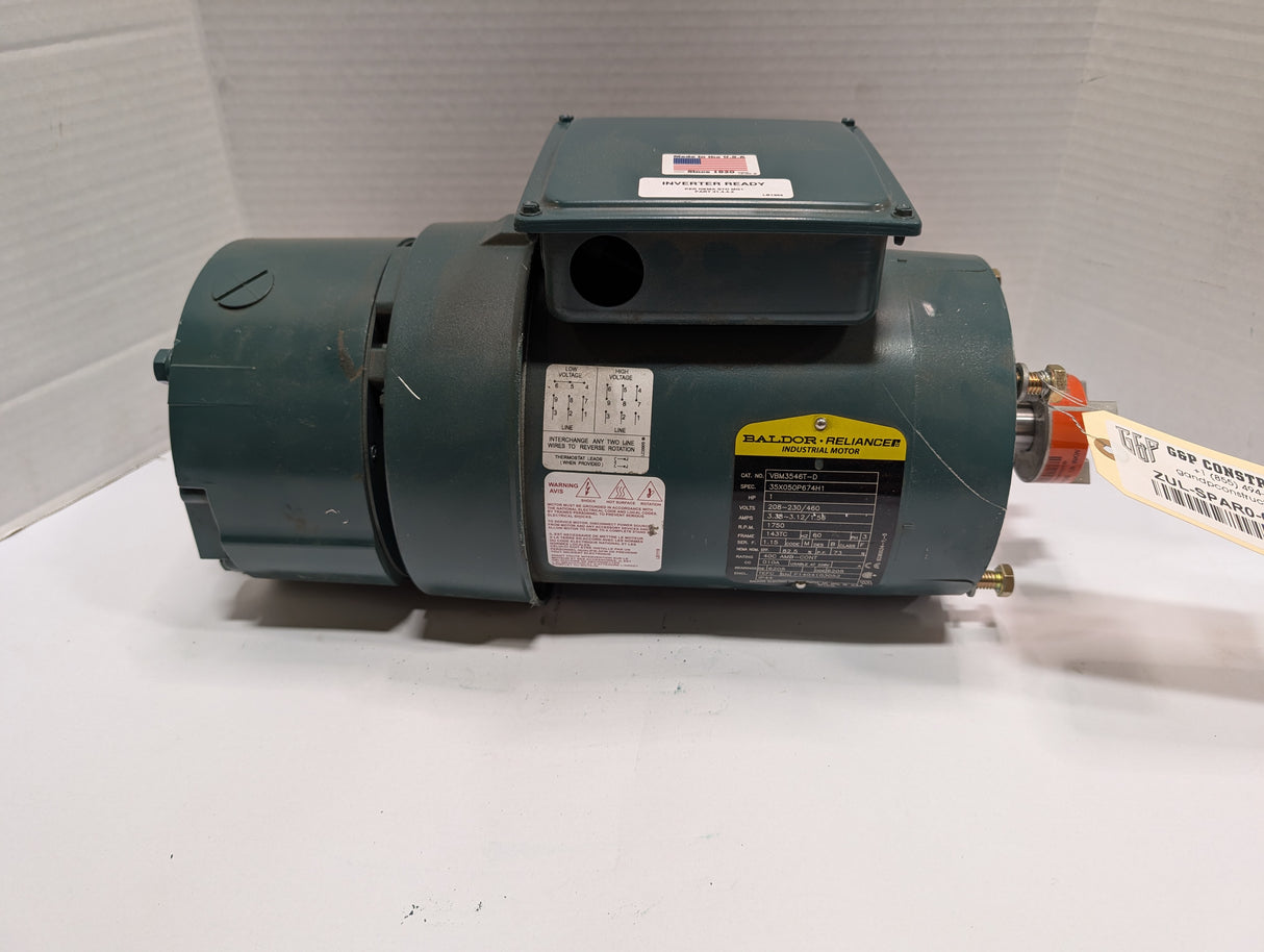 Baldor Reliance - 1 HP Electric Motor - V M3546T - D - Used - Big Liquidators