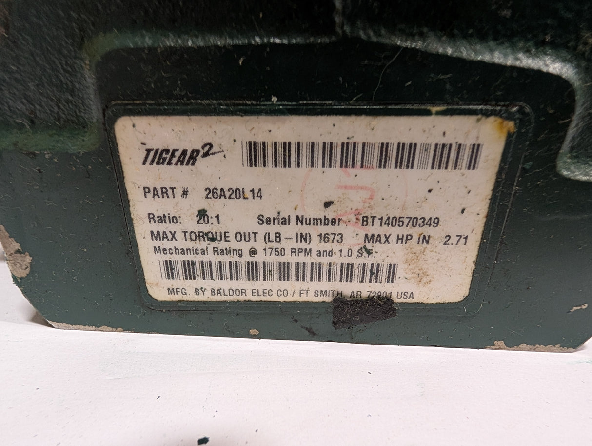 Dodge Tigear - 20:1 Gear Reducer - 26A20L14 - Used - Big Liquidators