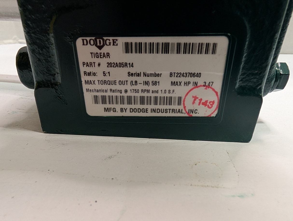 Dodge Tigear - 5:1 Gear Reducer - 202A05R14 - New - Big Liquidators