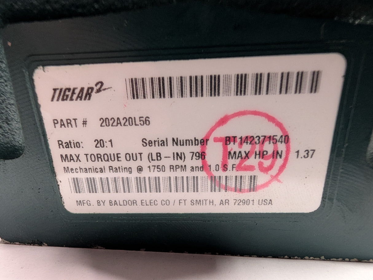 Dodge Tigear - 20:1 Gear Reducer - 202A20L56 - New - Big Liquidators