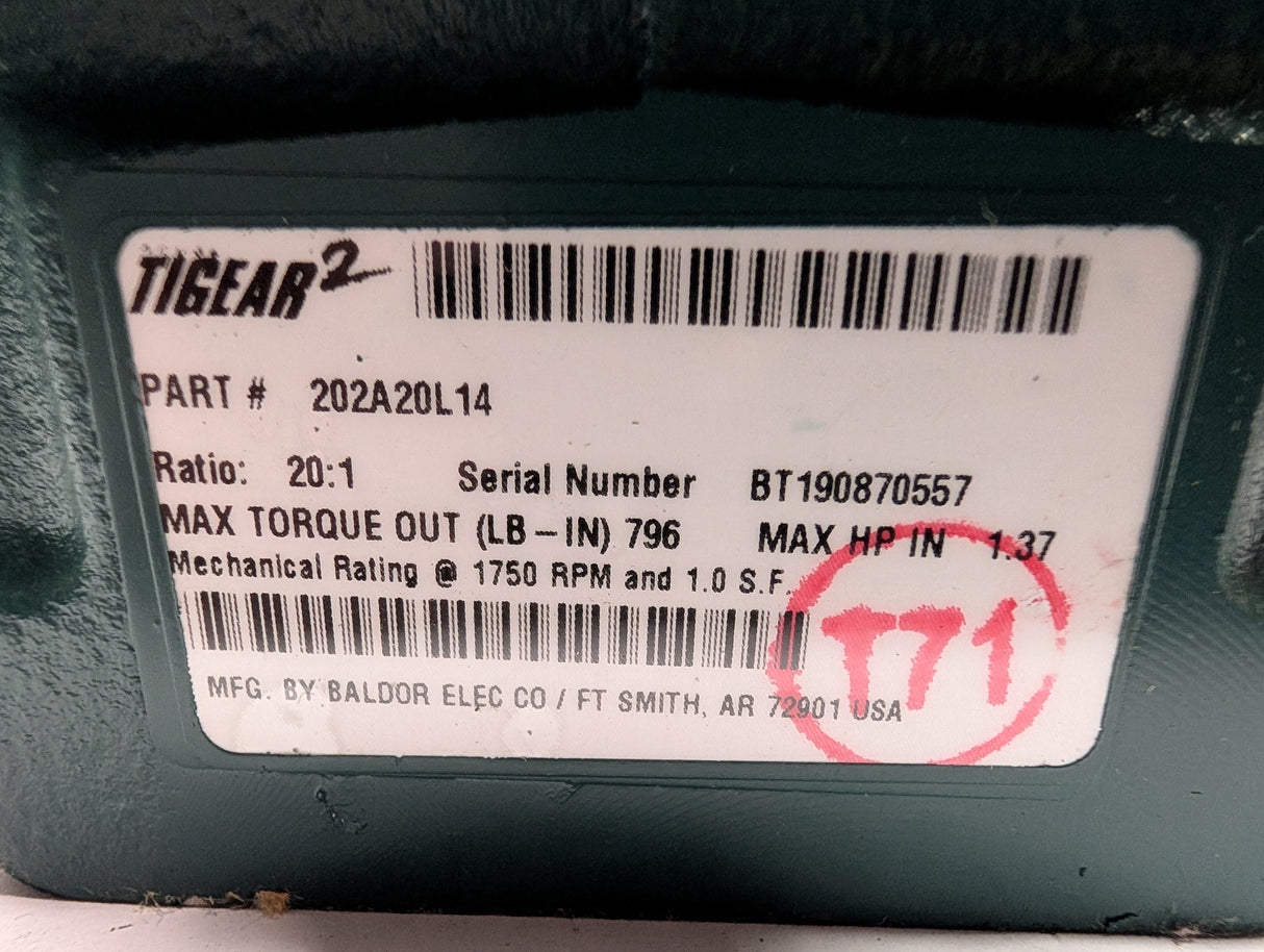 Dodge Tigear - 20:1 Gear Reducer - 202A20L14 - New - Big Liquidators