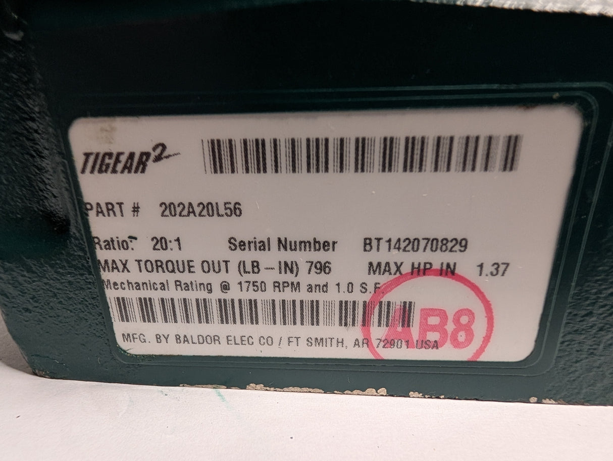 Dodge Tigear - 20:1 Gear Reducer - 202A20L56 - Used - Big Liquidators