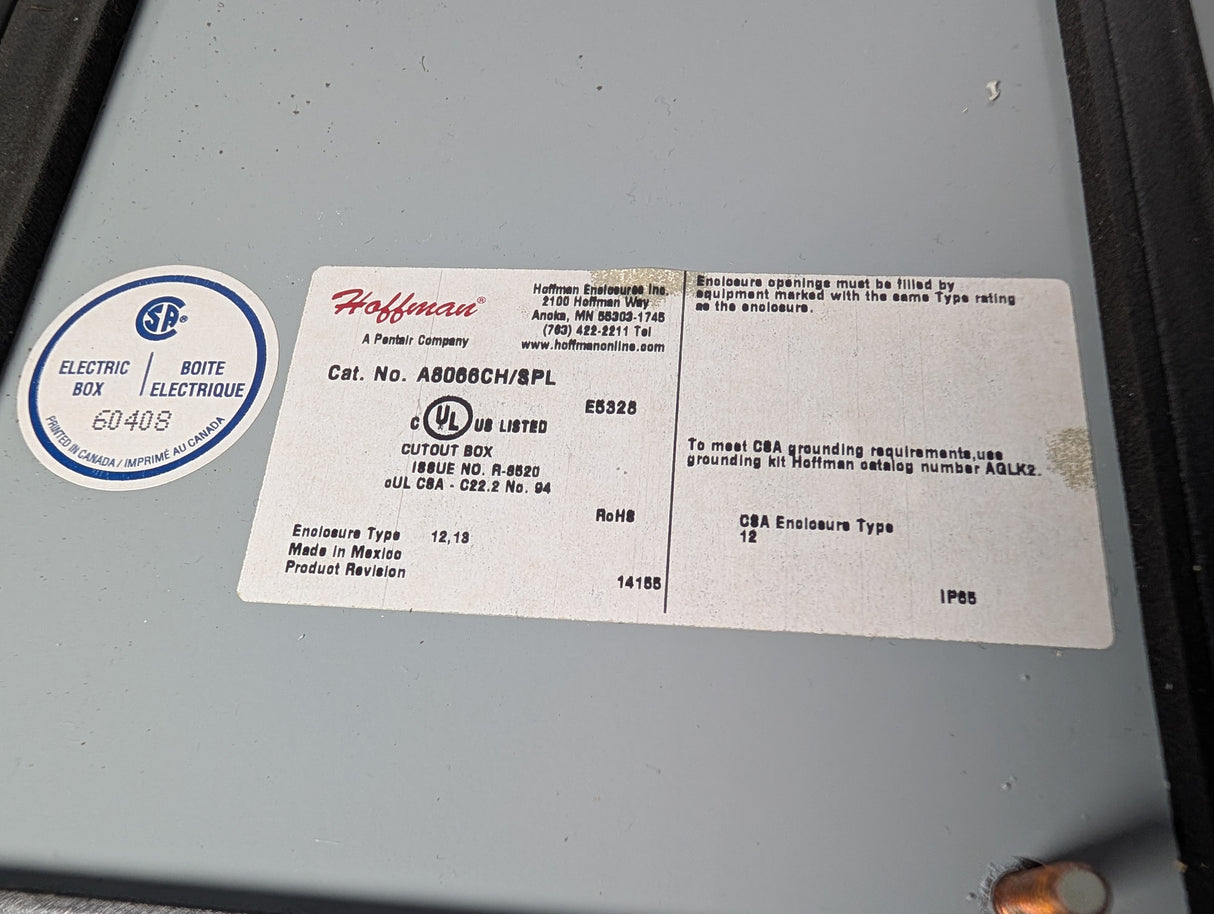 Hoffman - Electrical Box W/Misc. Electrical components - A8066CH/SPL - Used - Big Liquidators