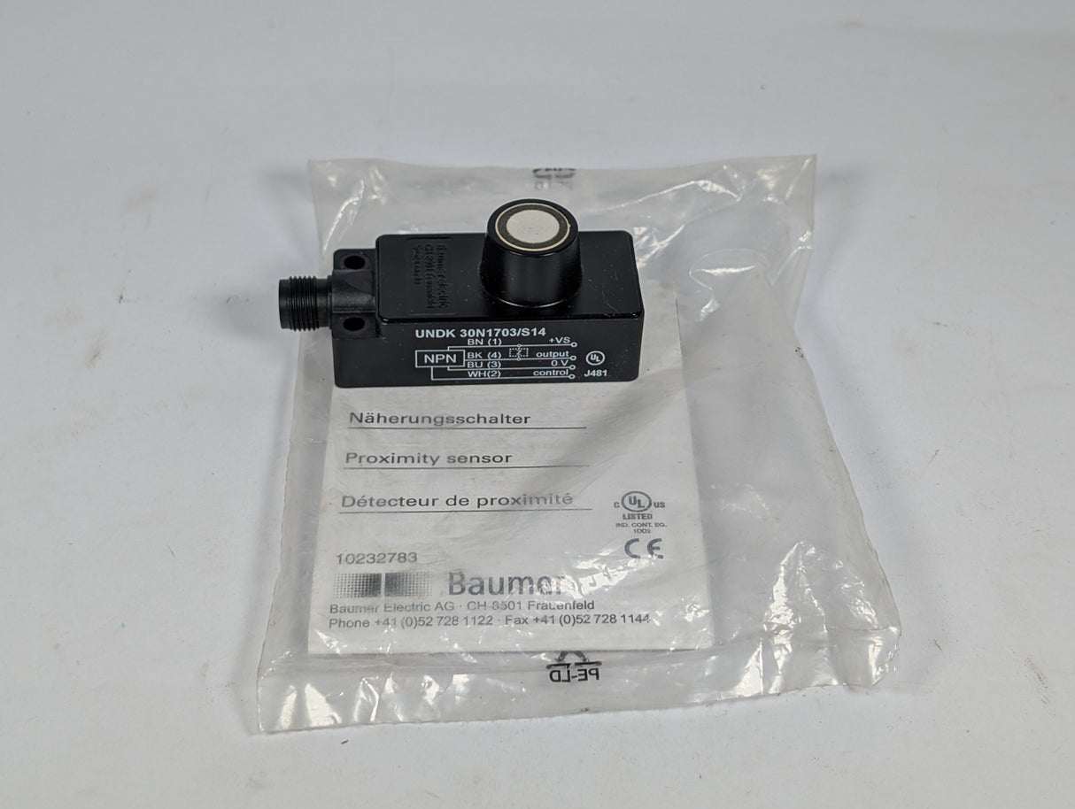 Baumer - Potentiometer, Ultrasonic Proximity Sensor - UNDK 30N1703/S14 - New - Big Liquidators