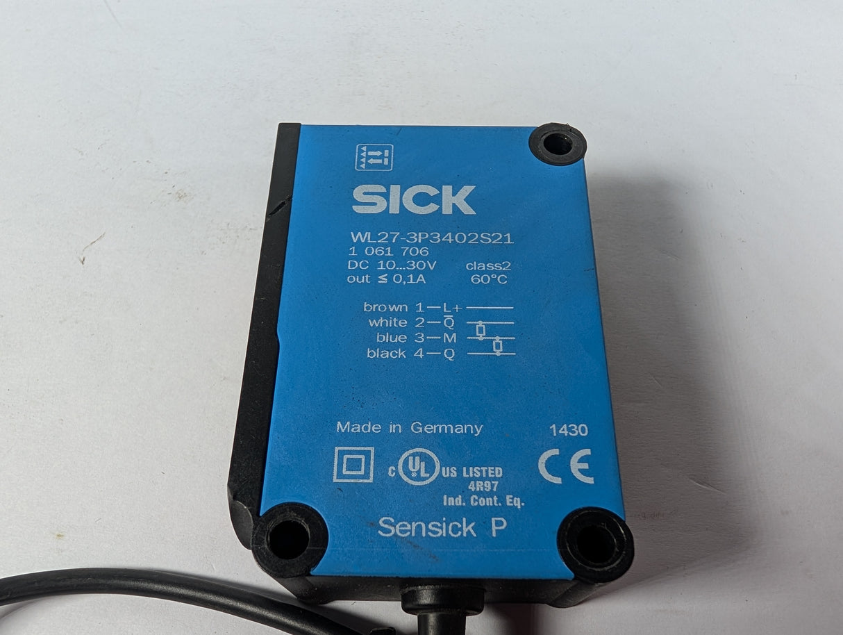 Sick - Photoelectric Sensor - WL27 - 3P3402S17 - Used - Big Liquidators