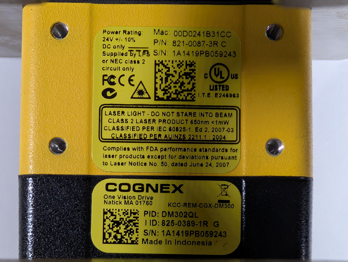 Cognex - Dataman 300 Series Barcode Scanner - DM302QL With:DMA - FOVE - 15 and ODDM - L300 - 470 - Used - Big Liquidators