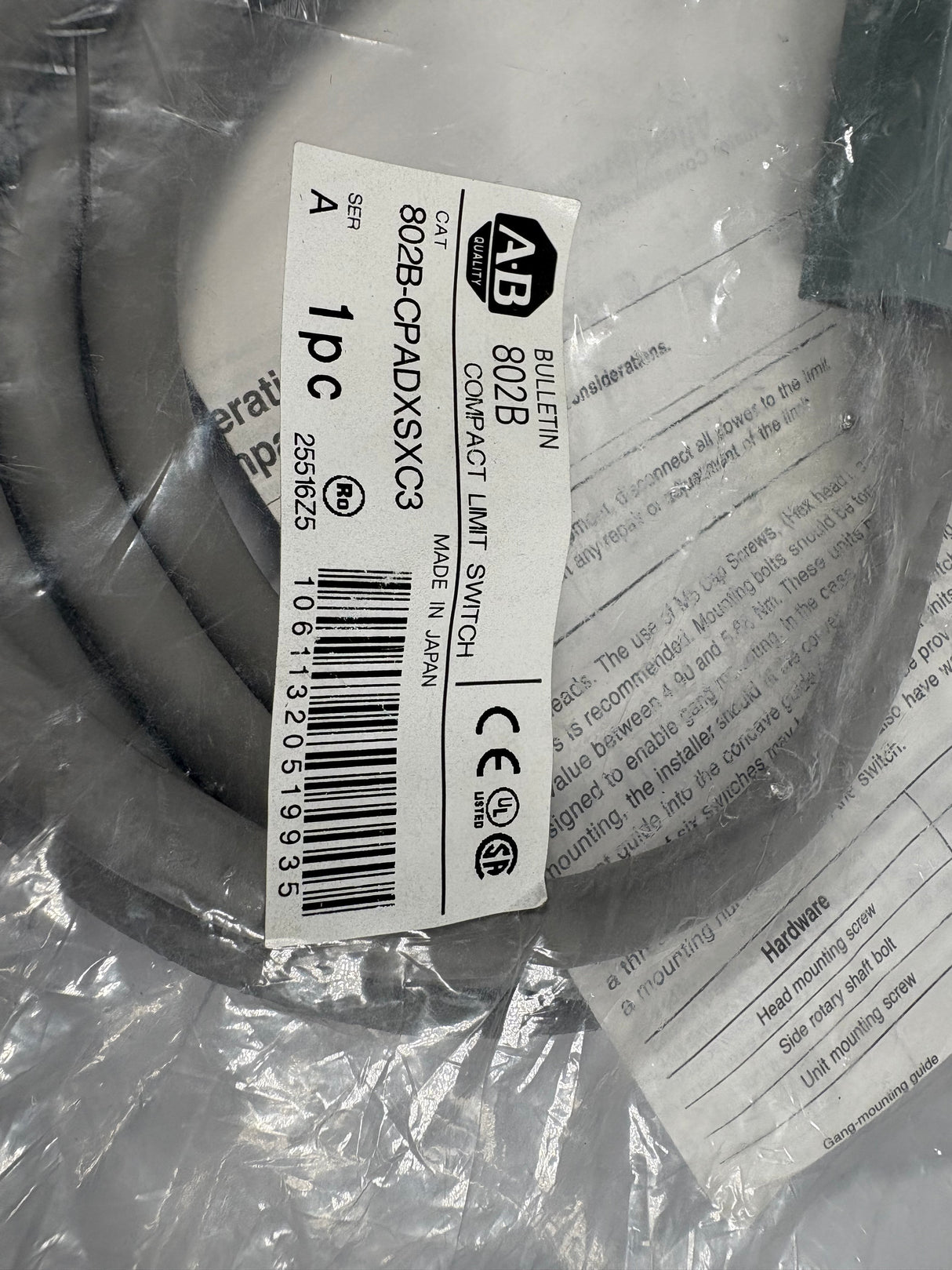 Allen Bradley - Compact Limit Switch - 802B - CPADXSXC3 - New - Big Liquidators