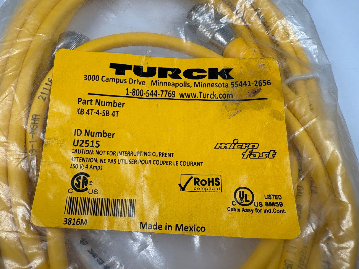 Turck - Actuator and Sensor Cordset - KB 4T - 4 - SB 4T - New - Big Liquidators