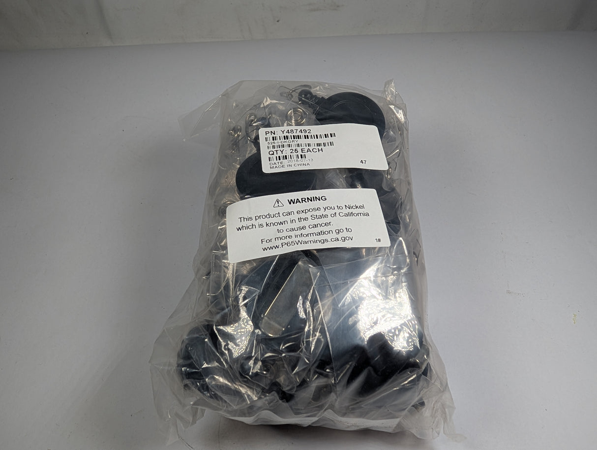 Round Badge ID Real with Strap and Slide Clip, Pack of 25 - 525 - I - DKGRY - New - Big Liquidators