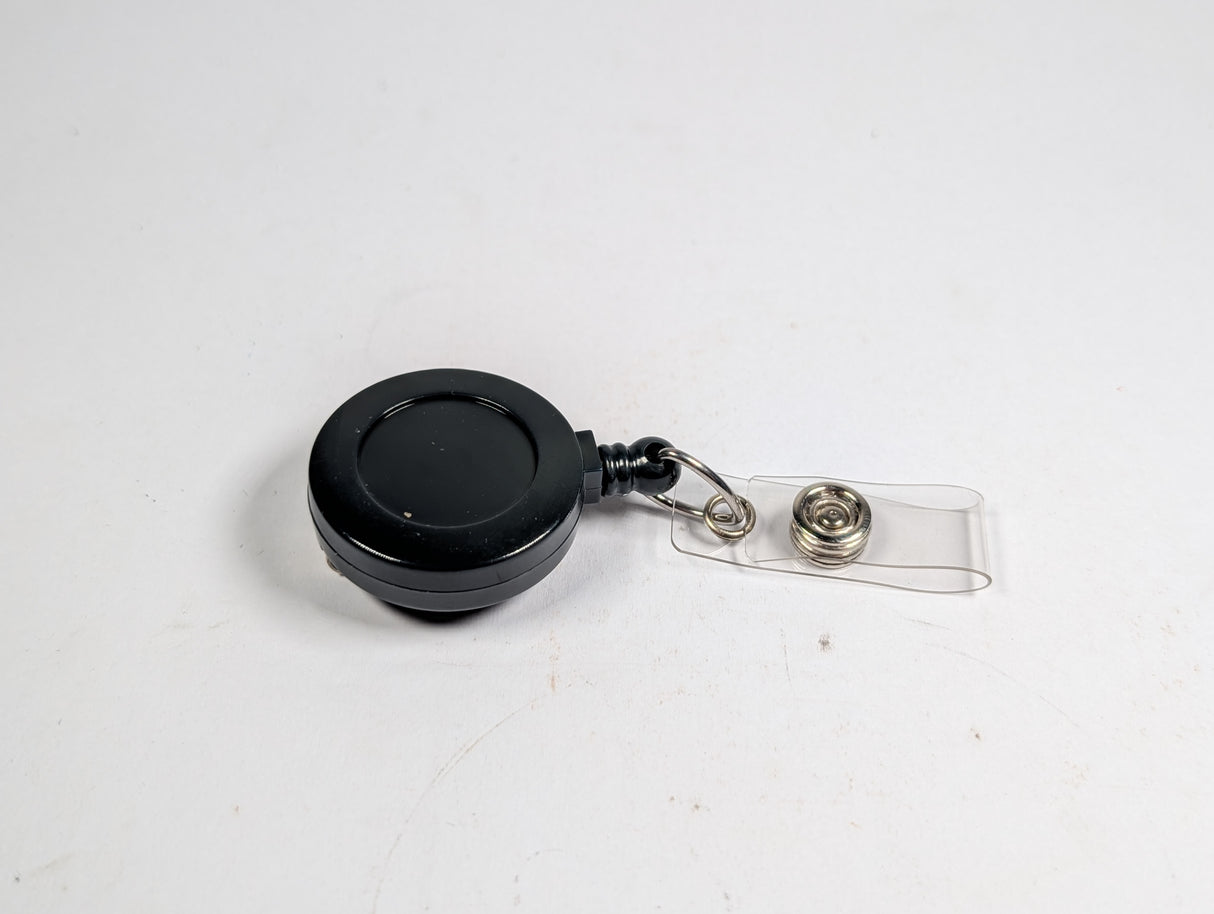 Round Badge ID Real with Strap and Slide Clip, Pack of 25 - 525 - I - DKGRY - New - Big Liquidators