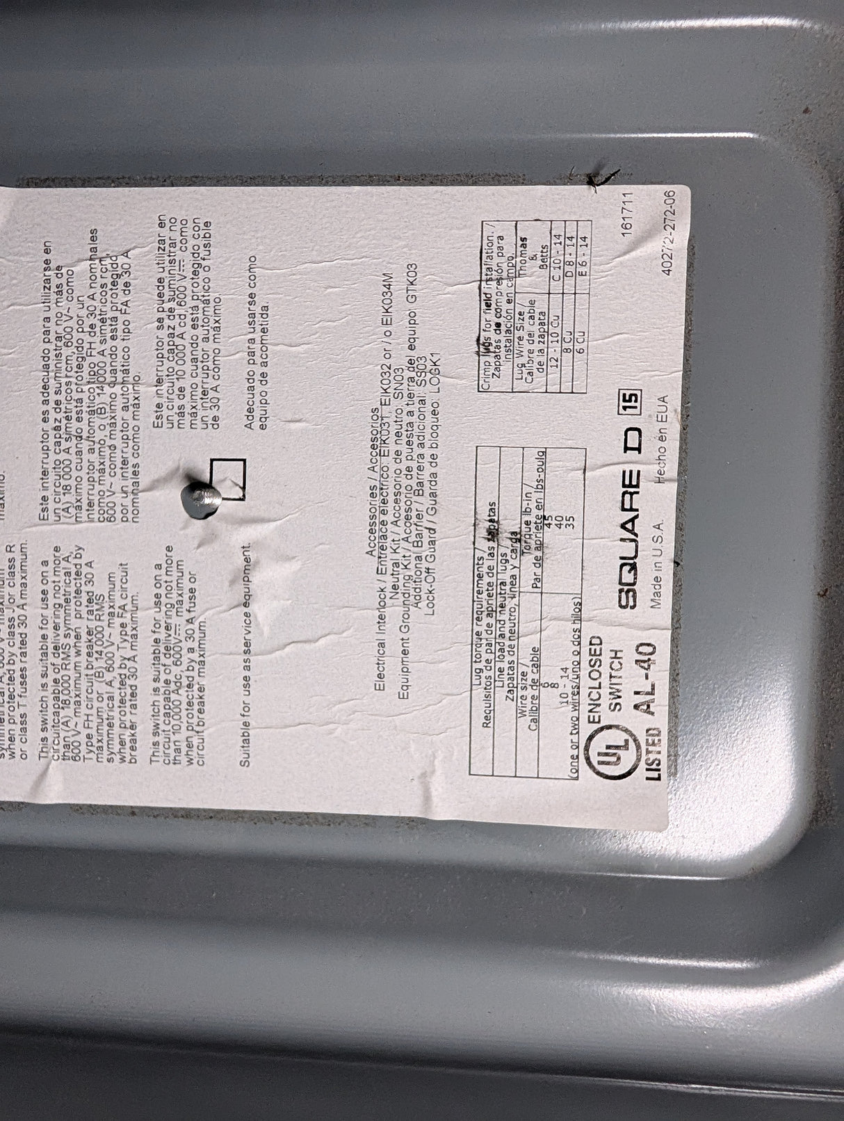 Square - D - Heavy Duty Diconnect Swtich - HU361 - Used - Big Liquidators