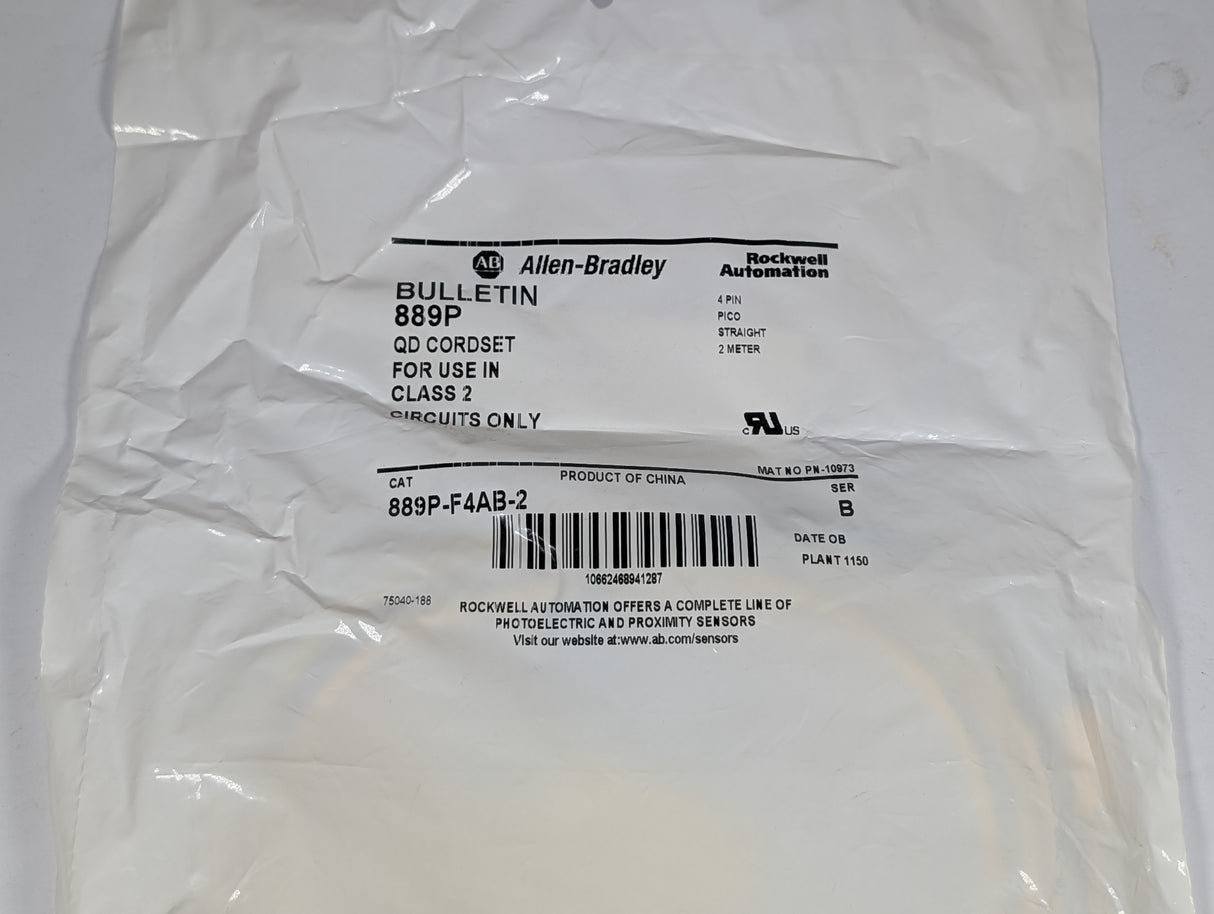 Allen Bradley - 2 Meter Pico Cable - 889P - F4AB - 2 - New - Big Liquidators