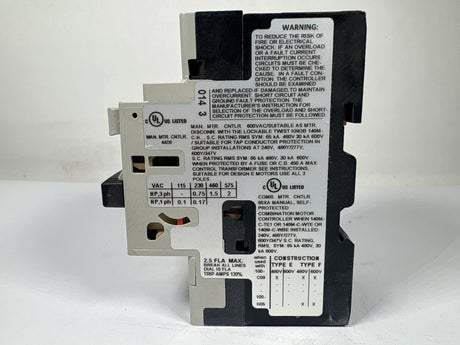 Allen Bradley - 32 Amp Motor Protector/Ciruit Breaker - 140M - C2E - B25 - New - Big Liquidators