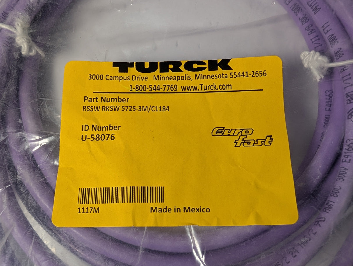TURCK - 3 Meter Extension Cordset - RSSW RKSW 5725 - 3M/C1184 - New - Big Liquidators