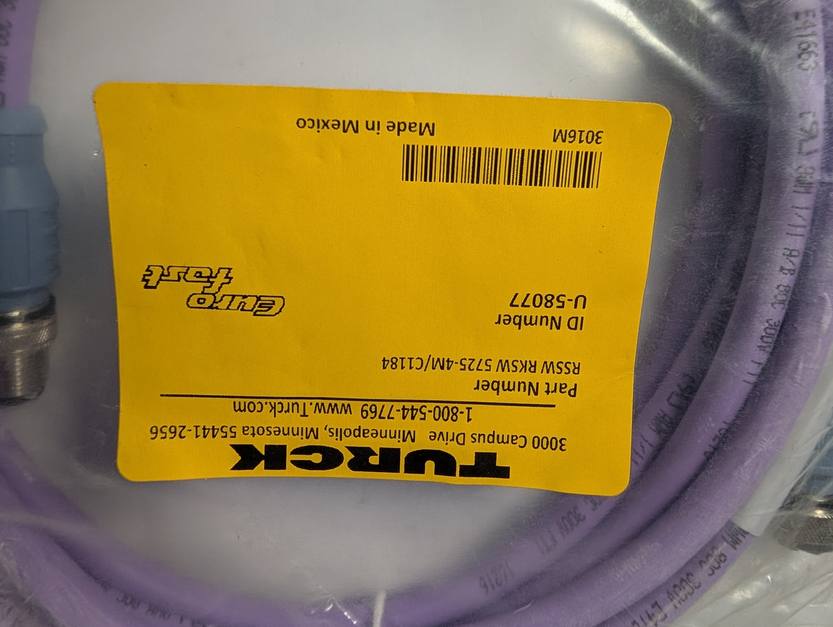 TURCK - 4 Meter Extension Cordset - RSSW RKSW 5725 - 4M/C1184 - New - Big Liquidators