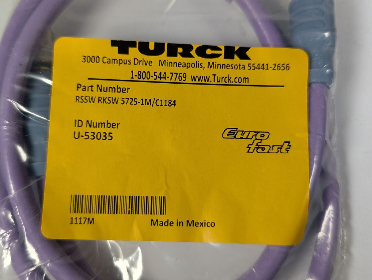 TURCK - 1 Meter Extension Cordset with 2 Quick Connect Cables - RSSW RKSW 5725 - 1M/C1184 - New - Big Liquidators