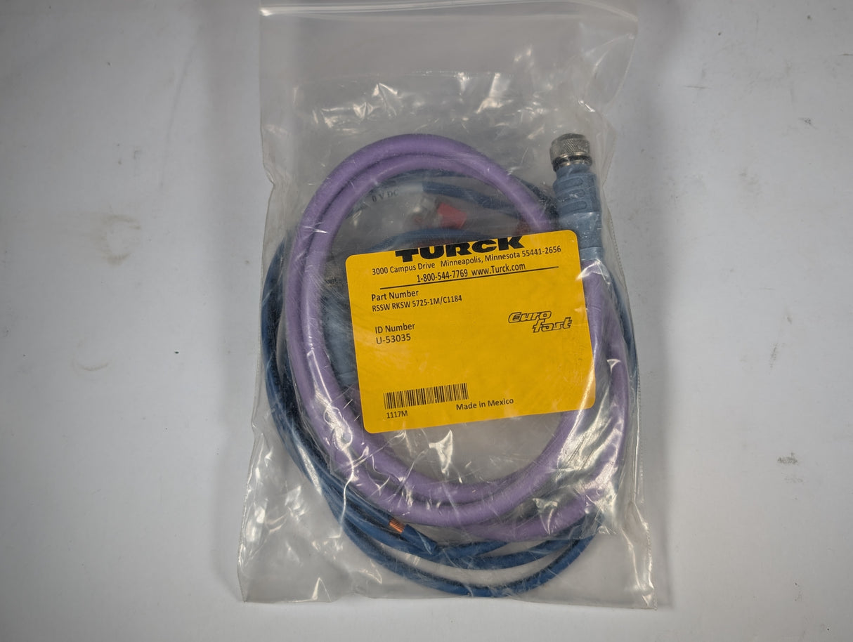 TURCK - 1 Meter Extension Cordset with 2 Quick Connect Cables - RSSW RKSW 5725 - 1M/C1184 - New - Big Liquidators
