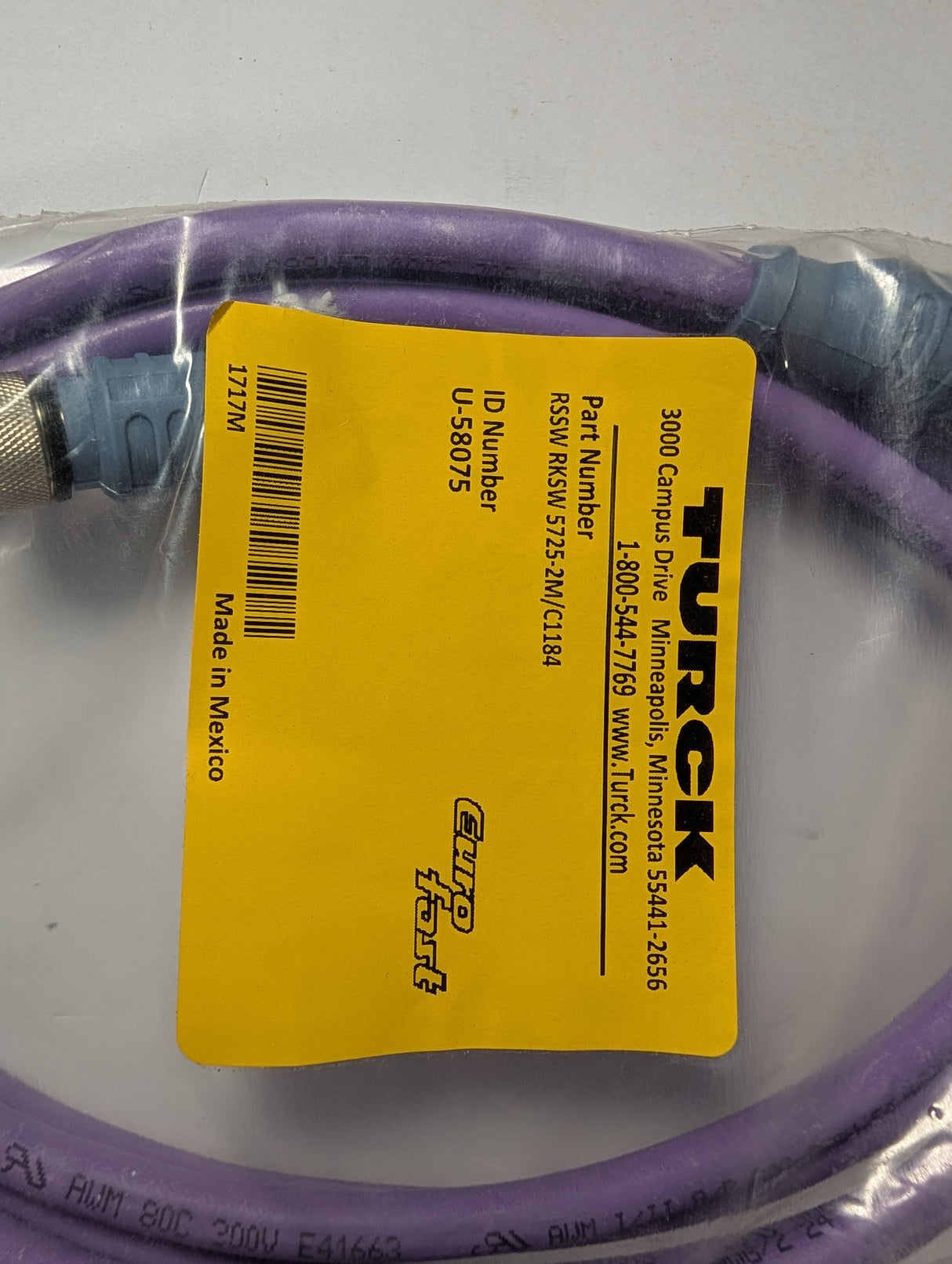 TURCK - 2 Meter Extension Cordset - RSSW RKSW 5725 - 2M/C1184 - New - Big Liquidators