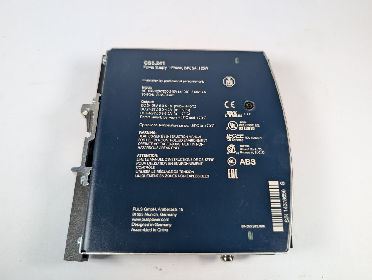 Puls - 120W DIN Rail Power Supply - CS5.241 - New - Big Liquidators