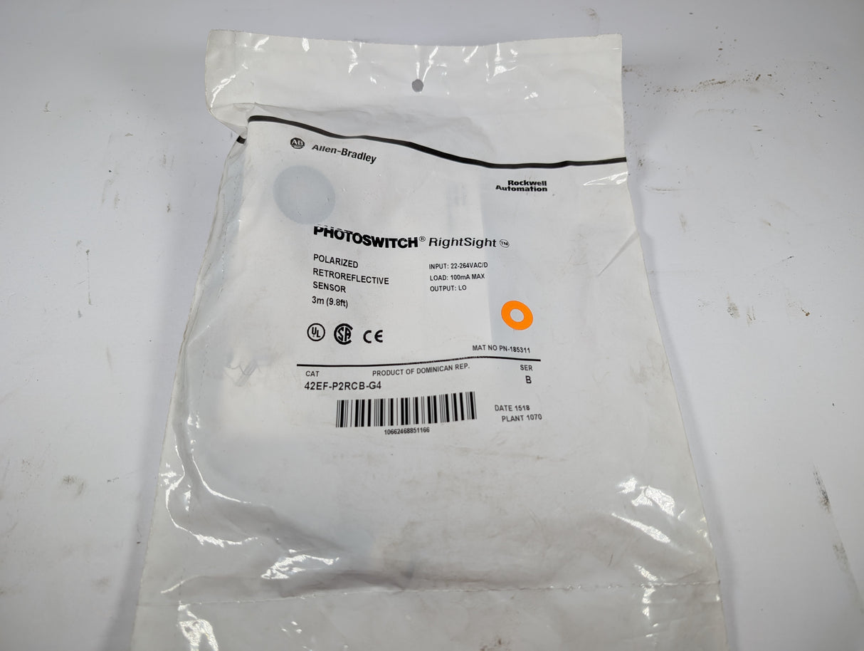 Allen Bradley - Polarized Retroreflective Sensor - 42EF - P2RCB - G4 - New - Big Liquidators