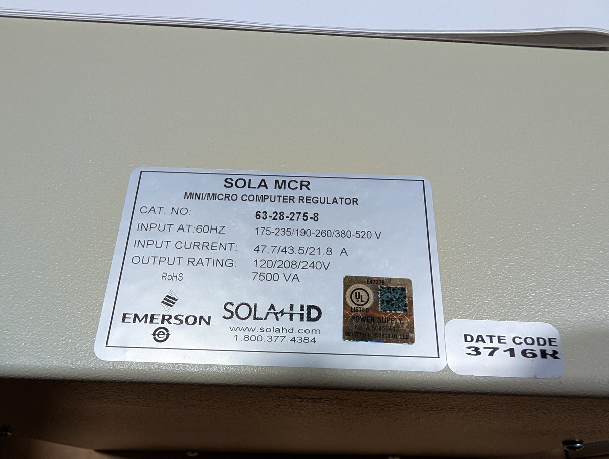 Sola HD - 7.500 KVA Constant Voltage Power Conditioner - 63 - 28 - 275 - 8 - New - Big Liquidators