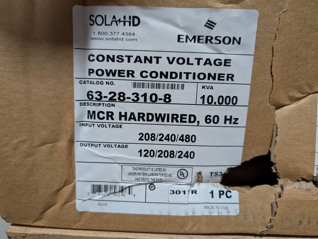 Sola HD - 10.000 KVA Constant Voltage Power Conditioner - 63 - 28 - 310 - 8 - New - Big Liquidators