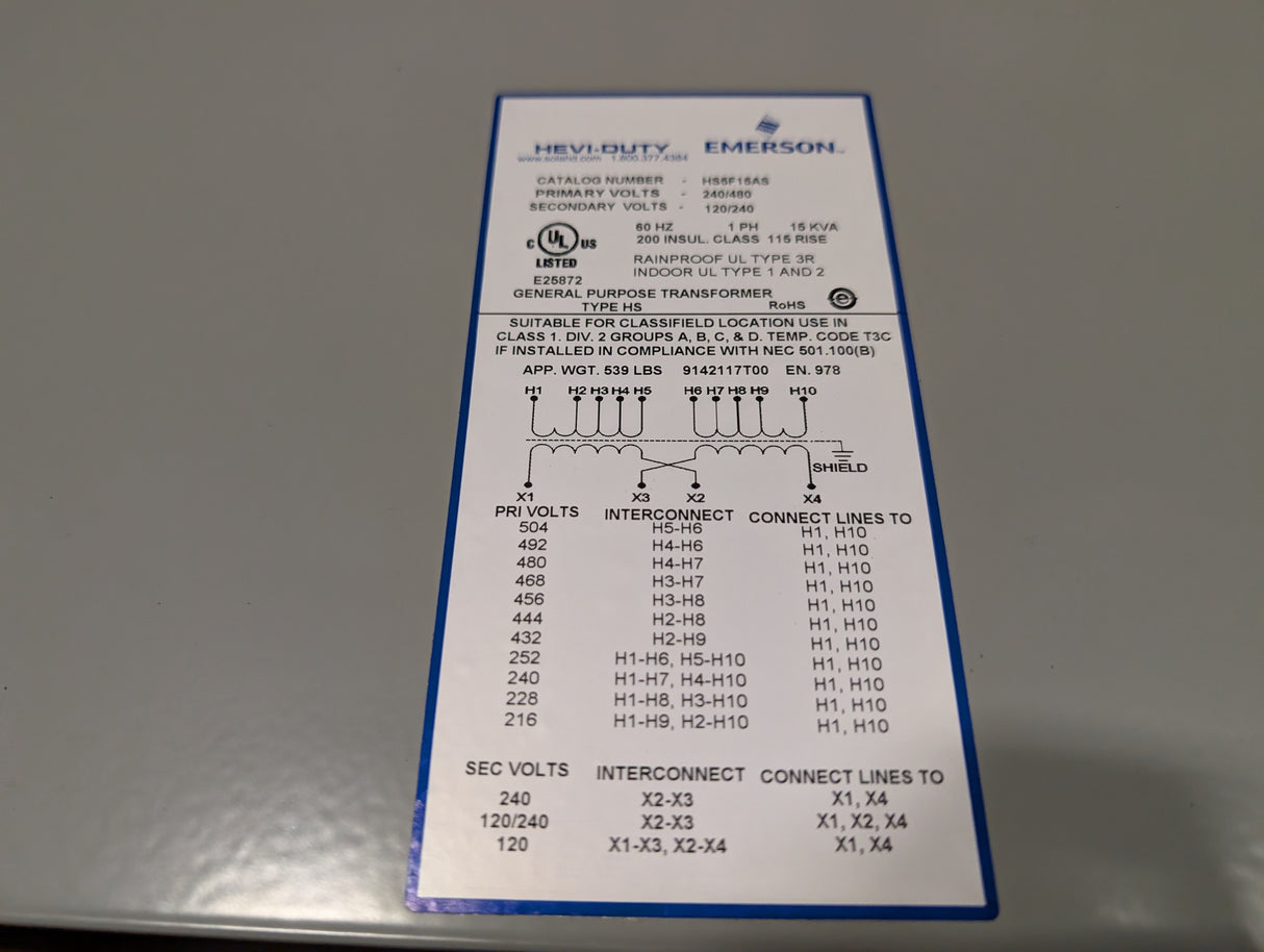 Sola HD - 15 KVA Sheilded General Purpose Transformer - HS5F15AS - New - Big Liquidators