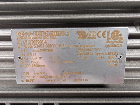 Sew - Eurodrive - 2 HP Helical Bevel Gearmotor - KT47 DRN90L4 - New - Big Liquidators