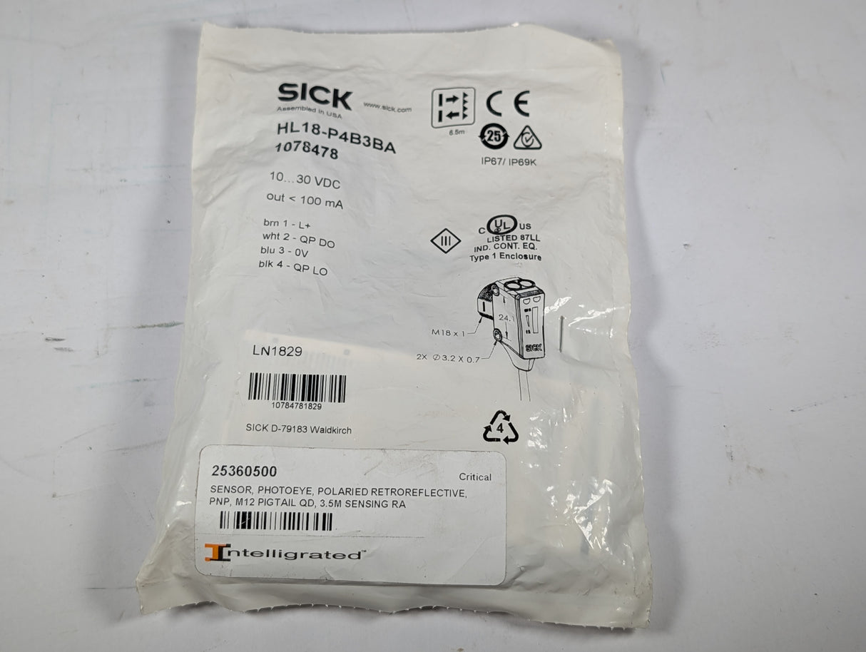 SICK - Photelectric Sensor - HL18 - P4B3BA - New - Big Liquidators
