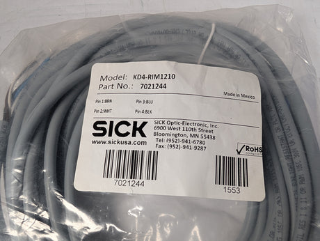 SICK - 10 Meter Right Angle Cordset - KD4 - RIM1210 - New - Big Liquidators