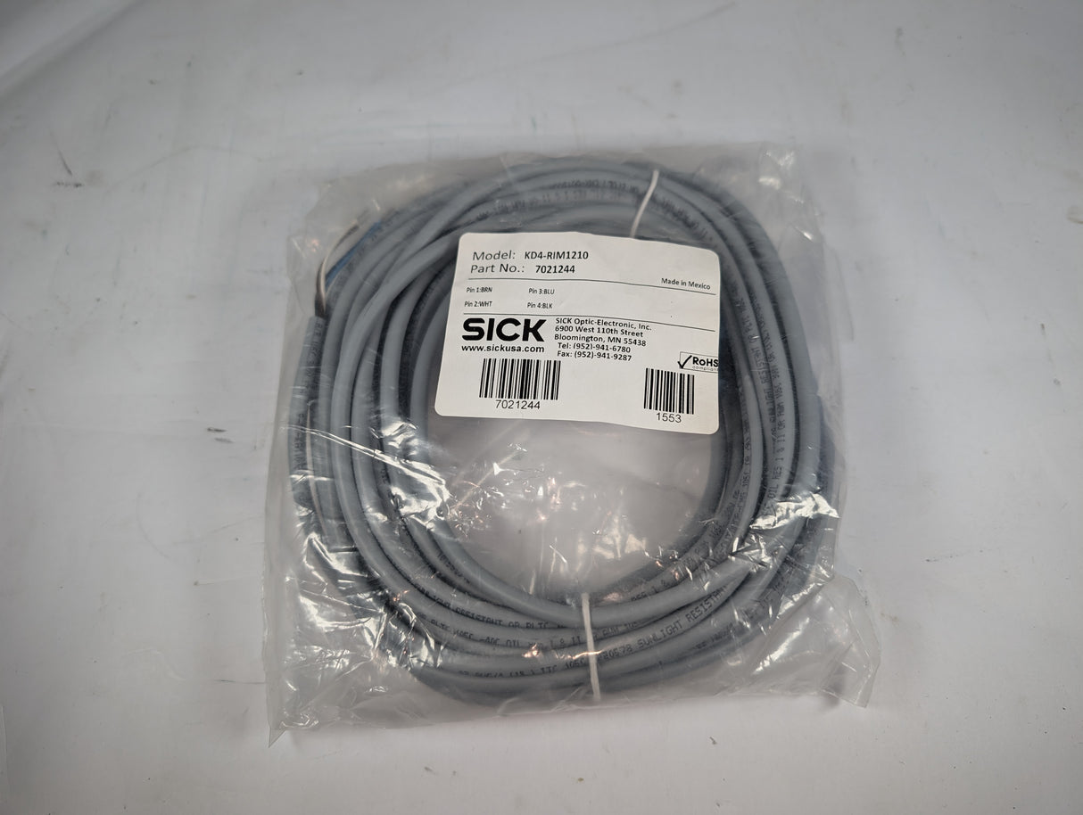 SICK - 10 Meter Right Angle Cordset - KD4 - RIM1210 - New - Big Liquidators
