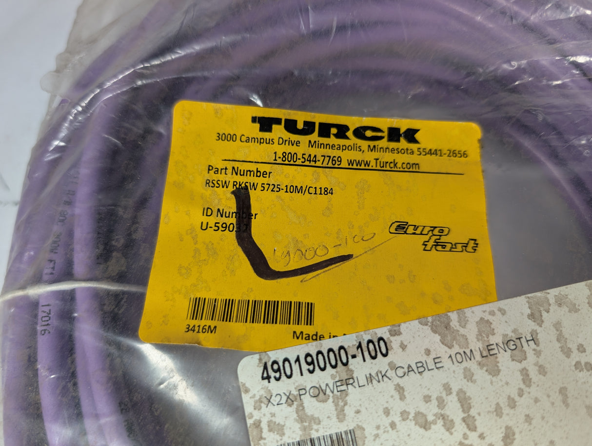 Turck - 10 Meter Scanner Cordset - RKSW 5725 - 10M/C1184 - New - Big Liquidators