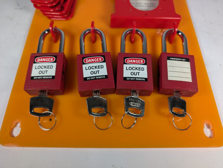 Lockout Station - Tags, 3 x Lockout Hasps, 4 Locks with Keys - Used - Big Liquidators