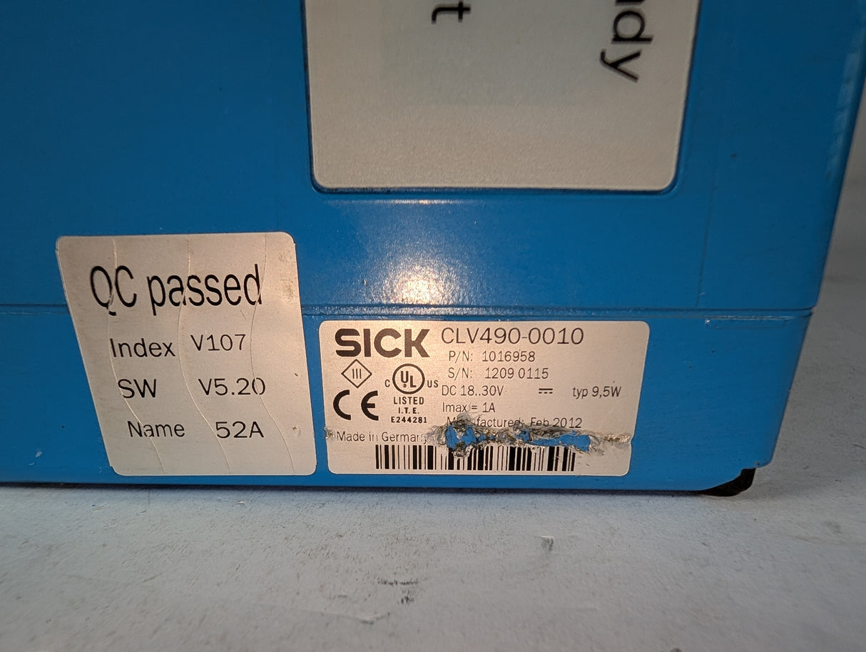 SICK - Industrial Fixed Mount Barcode Scanner - CLV490 - 0010 - Used - Big Liquidators