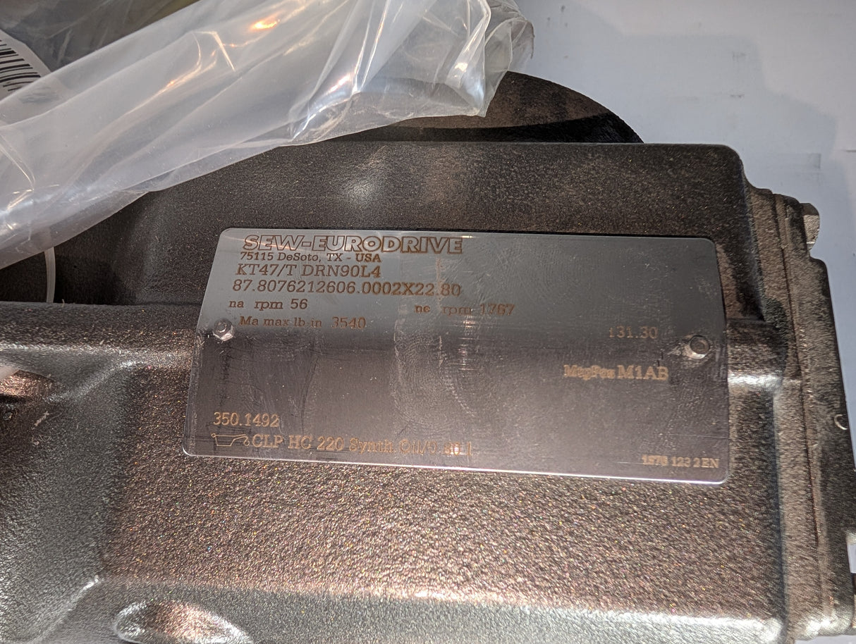 Sew - Eurodrive - 2 HP Gearmotor - KT47/T DRN90L4 - New - Big Liquidators