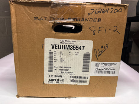 Baldor Reliance - 1.5 HP Electric Motor - VEUHM3554T - New - Big Liquidators