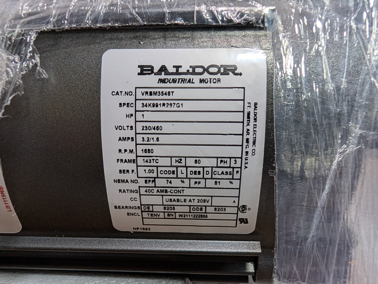 Baldor Reliance - 1 HP Electric Motor - VRBM3546T - New - Big Liquidators
