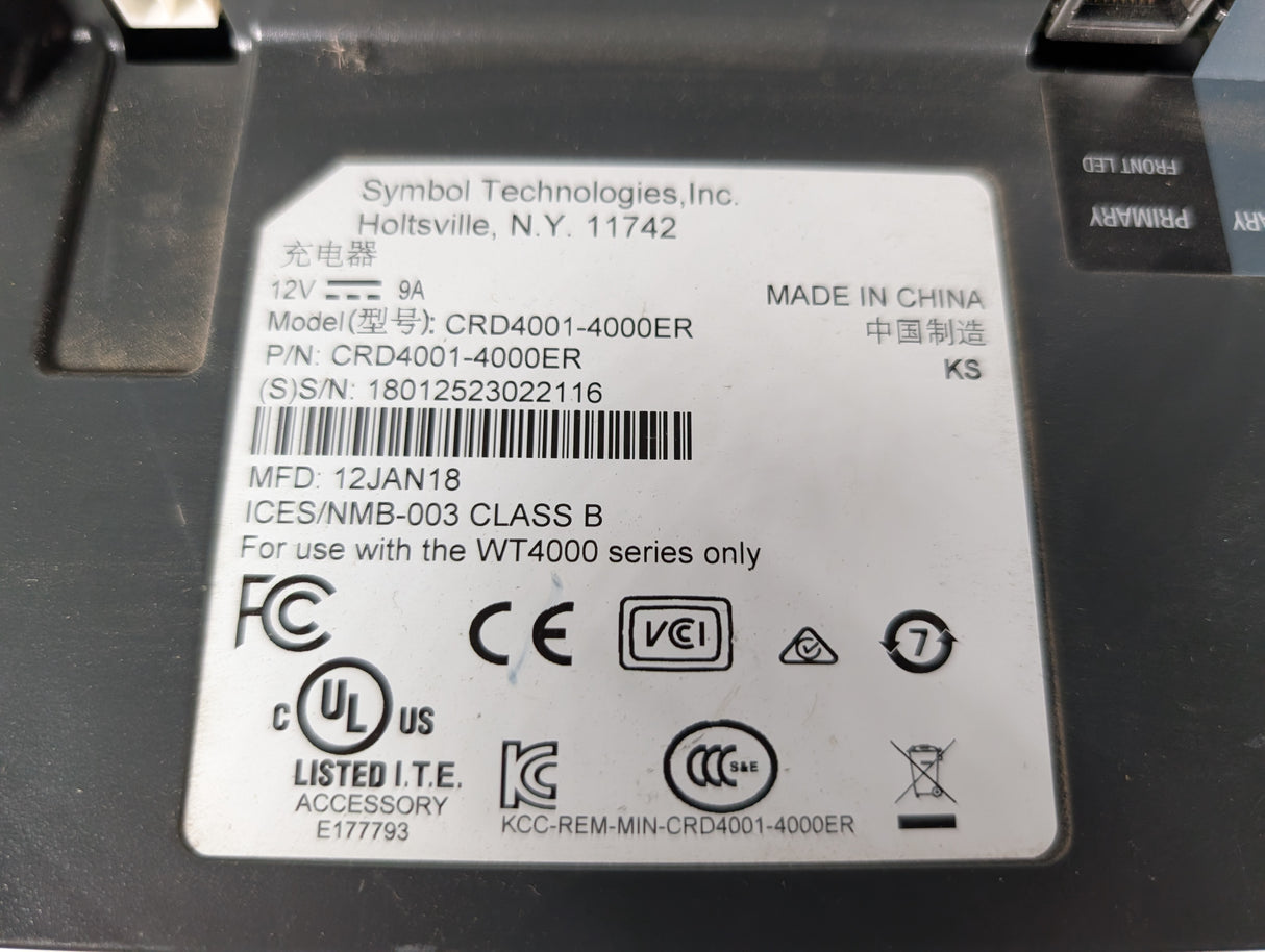 Symbol - 4 Slot Charging Doc for WT4090 WT41N0 Mobile Computer Barcode Scanners - CRD4001 - 4000ER - Used - Big Liquidators