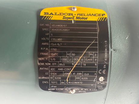 Baldor - 5 HP Electric Motor - VEUHM3615T - Used - Big Liquidators
