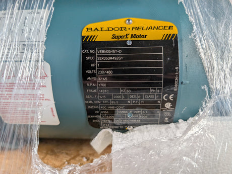 Baldor Reliance - 1 HP Electric Motor - VEBM3546T - D - New - Big Liquidators