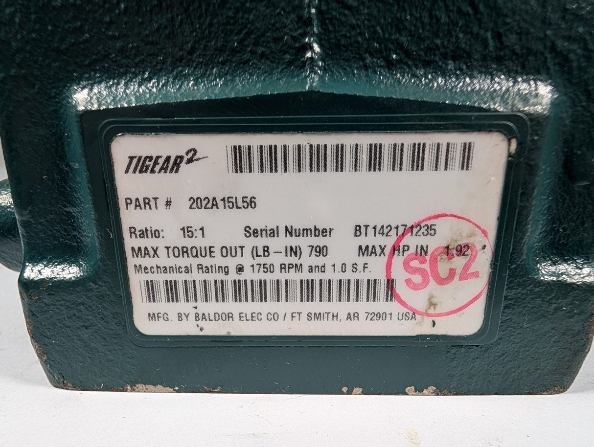 Dodge Tigear - Electric Motor 15:1 Gear Reducer - 202A15L56 - Used - Big Liquidators